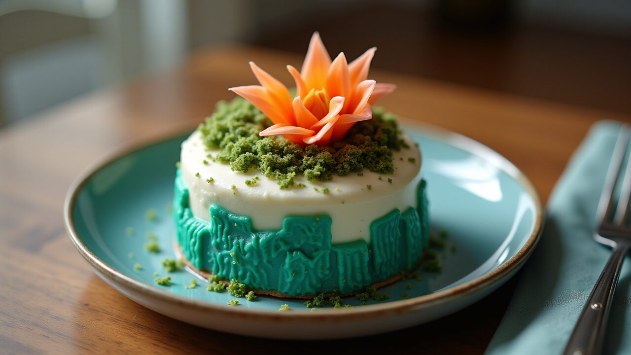 Ariel cake with seaweed, edible seaweed, natural look, professional photography, 8K quality, sharp Bolo da Ariel com algas marinhas comestíveis e toque natural.