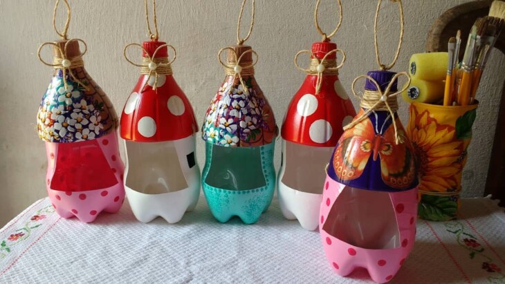 Artesanato com garrafa PET: 60 ideias e ...
