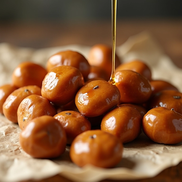 Avelãs caramelizadas sobre papel manteiga.