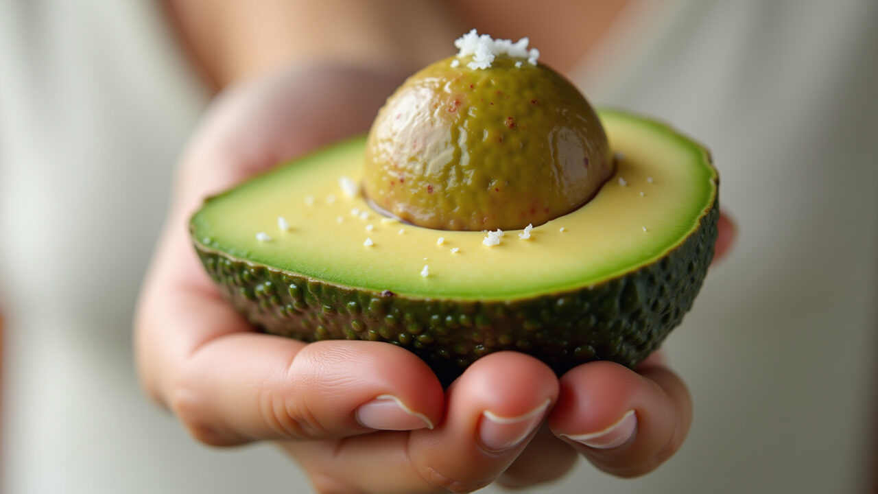 Avocado with lime and salt, snack, professional photography, 8K, sharp focus, natural lighting, Abacate com limão e sal, lanche rápido.