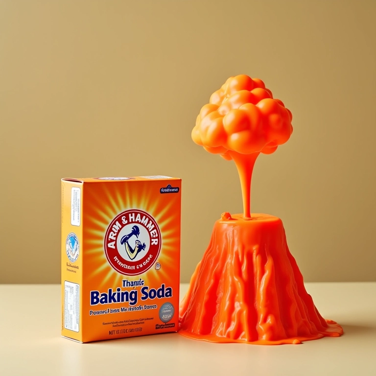 Bicarbonato Arm & Hammer, ingrediente essencial do vulcão.