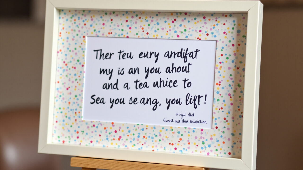 Birthday gift with short creative quote attached. Brazilian crafts, colorful, natural light, 8k Presente de aniversário com frase curta e criativa.