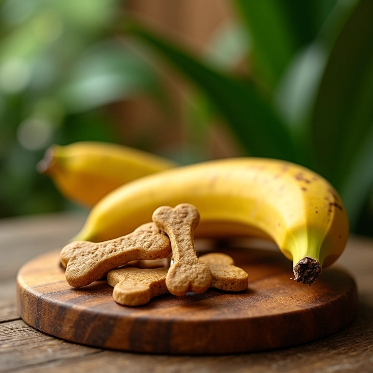 Biscoitos caseiros de banana e aveia para cães.