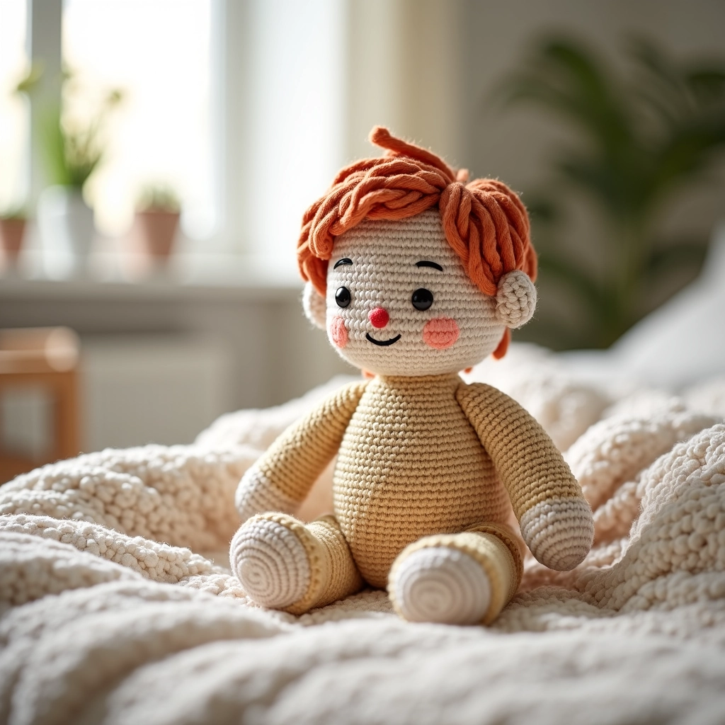 Boneca amigurumi segura para bebês.