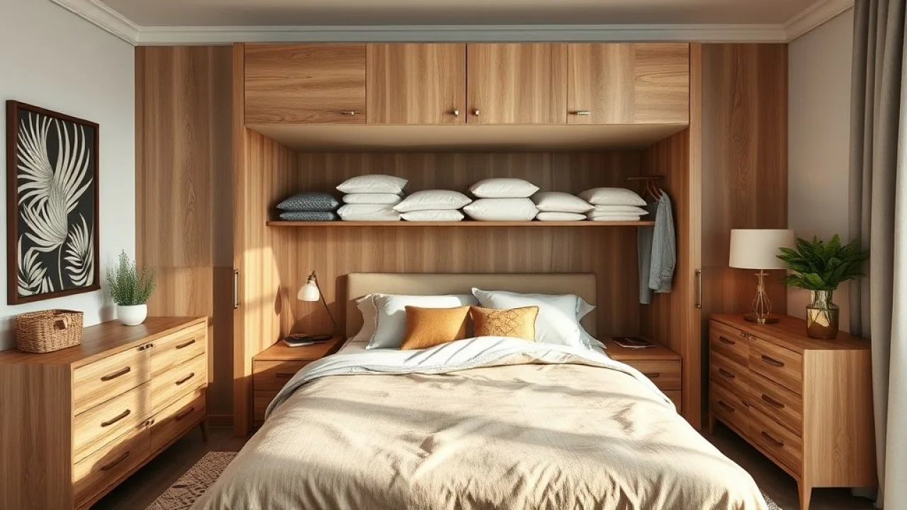 Cama box com baú aberta, mostrando espaço de armazenamento organizado, solução prática para otimizar espaço.