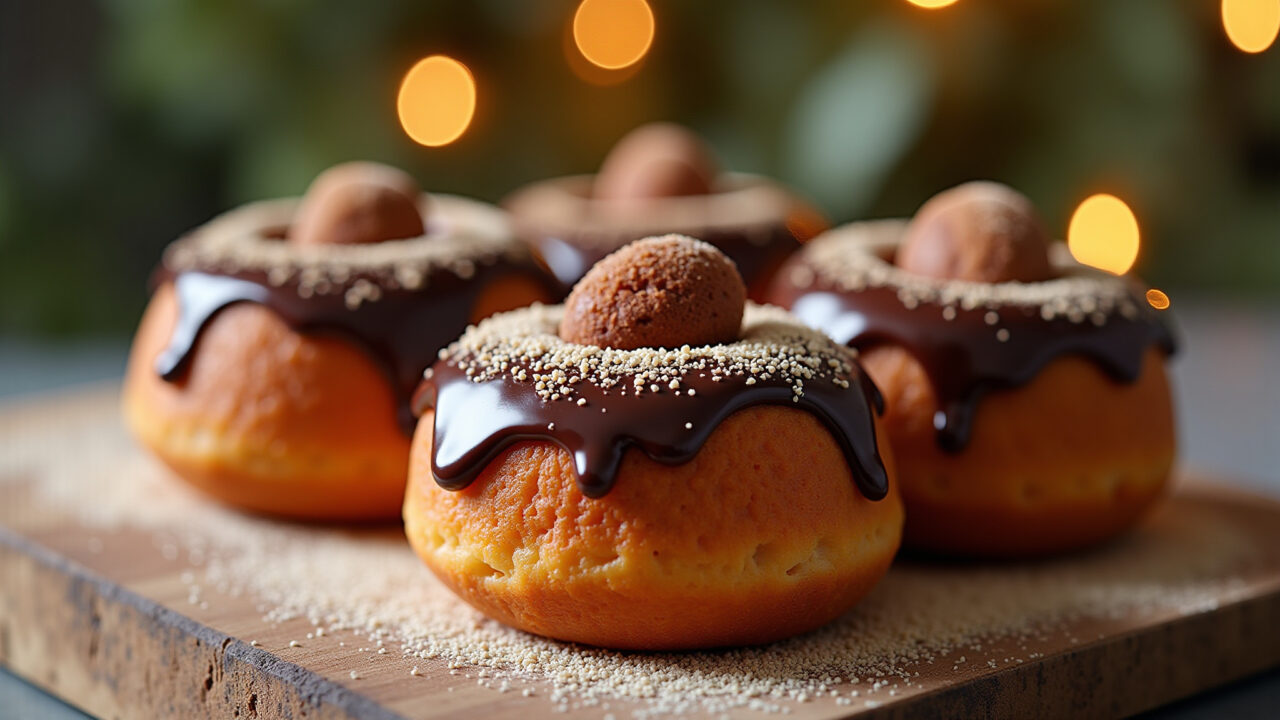 Brazilian pão de mel, chocolate glaze, festive decoration, 8k, professional photography, natural Pão de mel caseiro decorado.