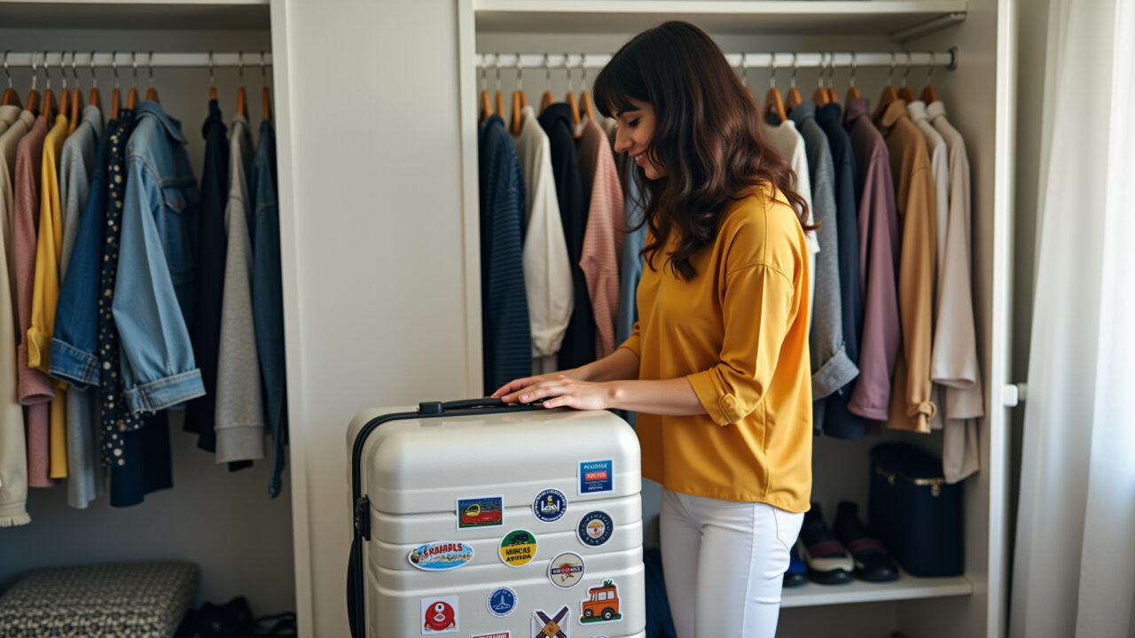 Brasileira escolhendo roupas para o Canadá