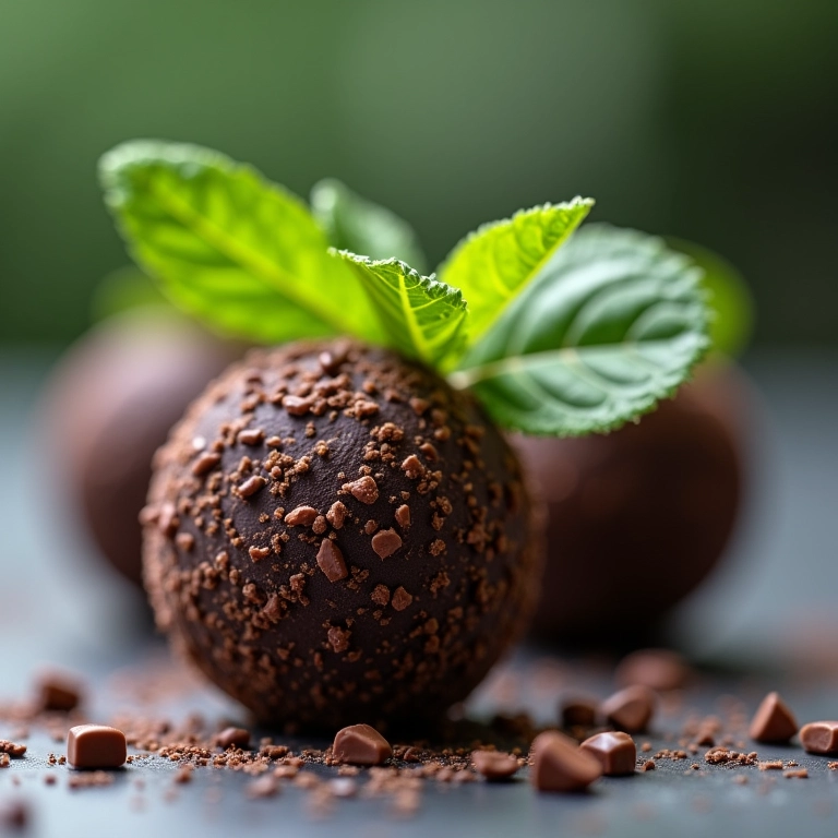 Brigadeiro gourmet de hortelã-pimenta com raspas de chocolate.