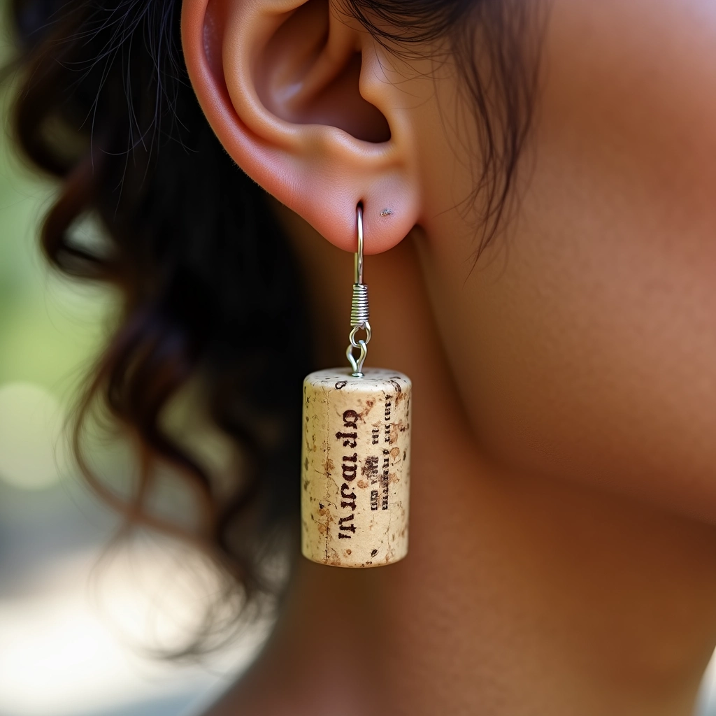 Brincos de rolha de vinho.