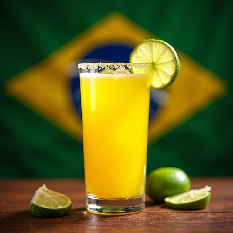 Caipirinha de cajá com limão.