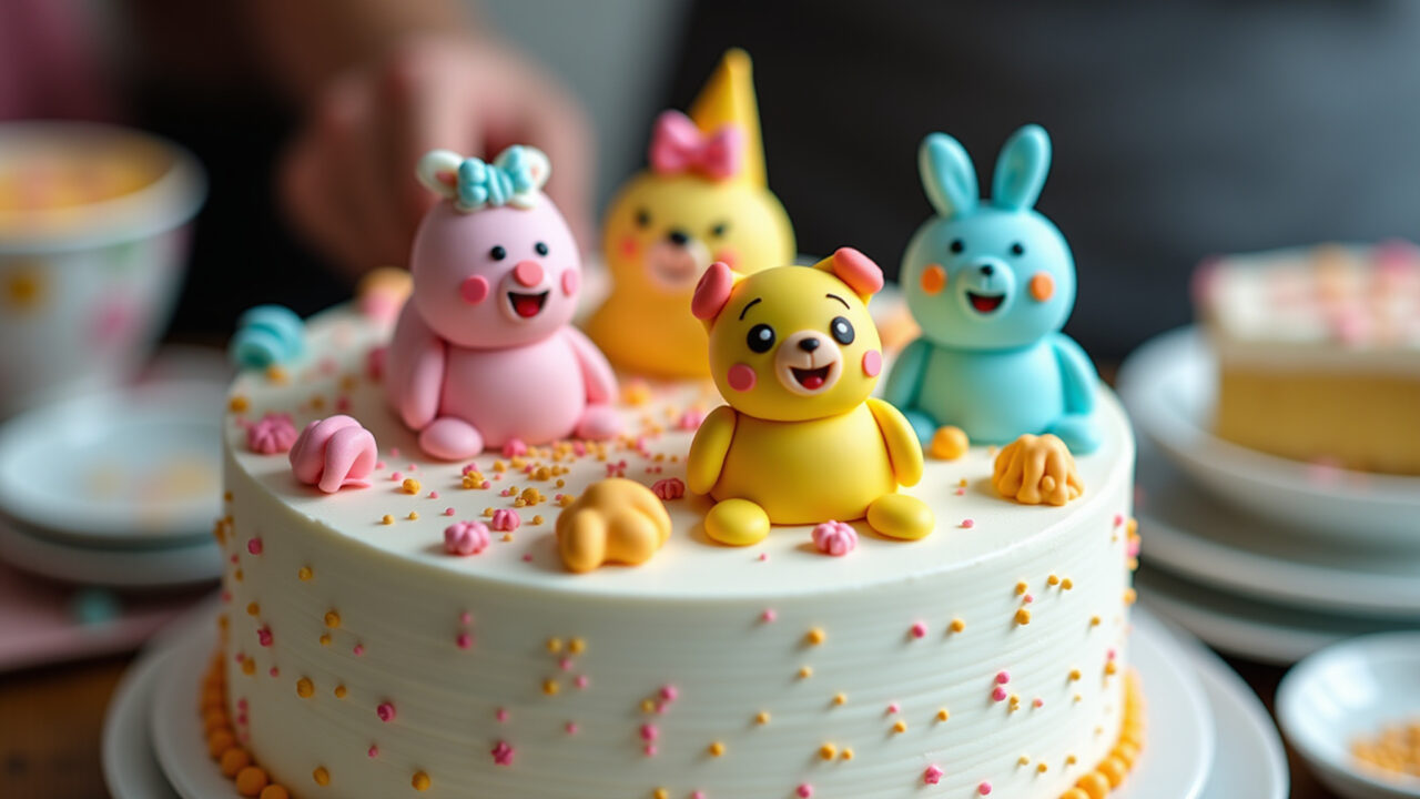 Bolo infantil decorado com personagens de desenho
