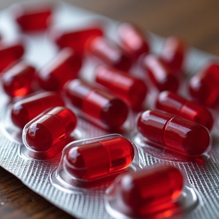 Cápsulas de cranberry em embalagem blister.