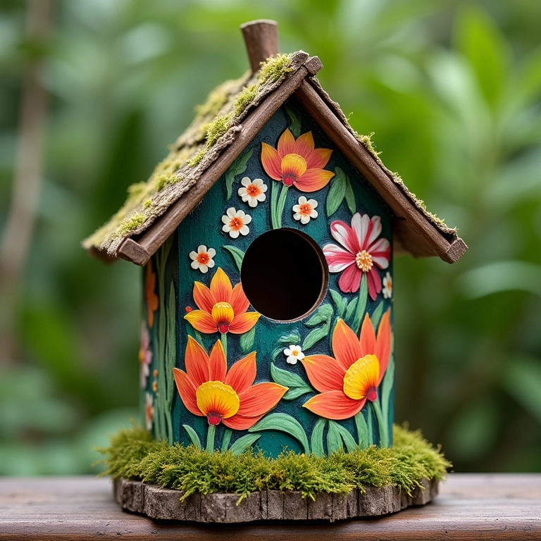 Casinha de passarinho decorada com criatividade e estilo brasileiro.