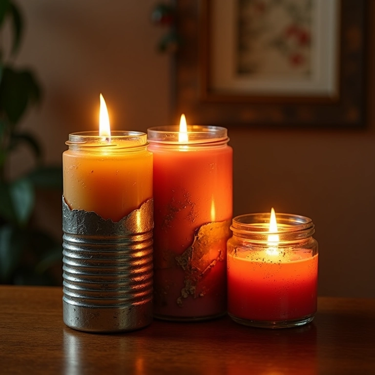 Castiçais criativos feitos com materiais reciclados.