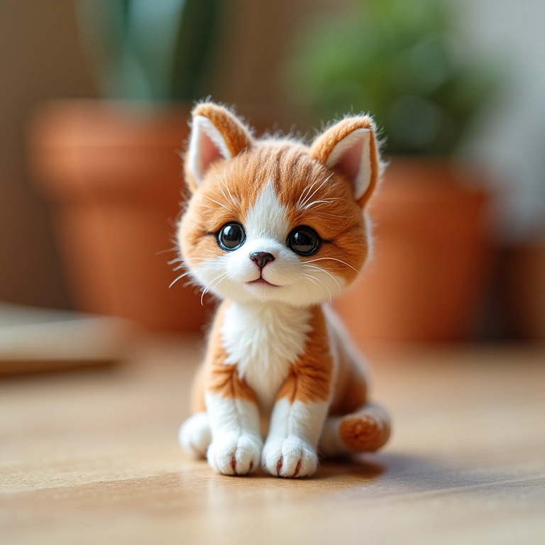 Chaveiro de gatinho amigurumi com detalhes impressionantes.
