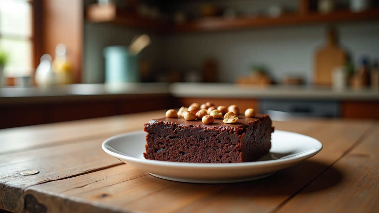 Brownie de chocolate com nozes, receita fácil para iniciantes.