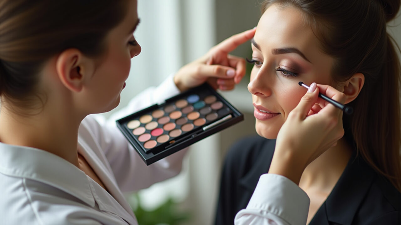 Limpando paleta magnética de sombras usada.