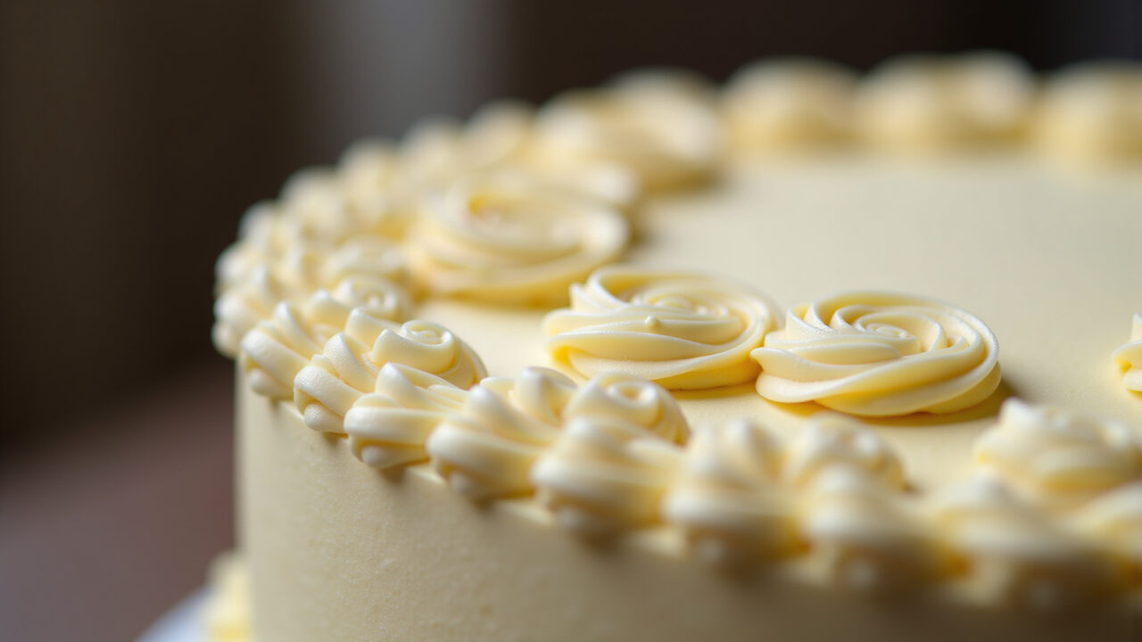 Close-up of a cake with delicate royal icing details, professional photography, 8K quality, sharp Bolo com detalhes em glacê real.