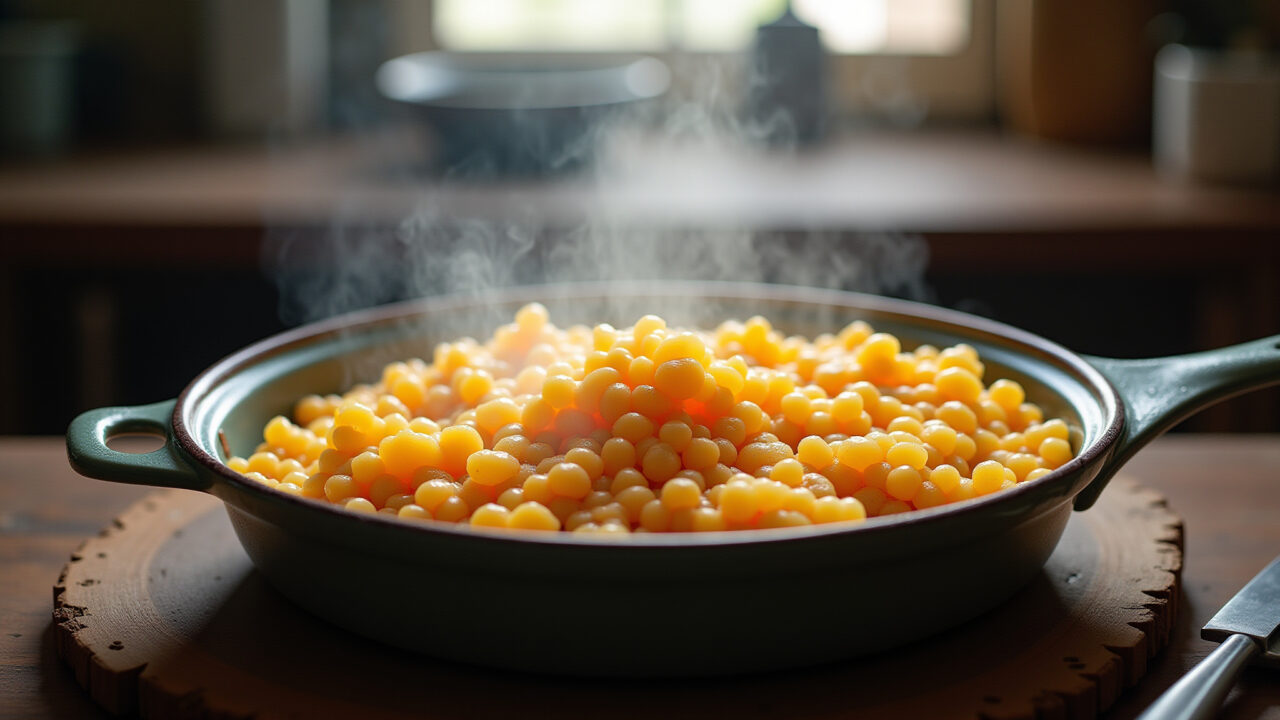 Close-up of vibrant, freshly cooked feijão in a rustic Brazilian kitchen, steam rising, natural Feijão cozido pronto para congelar