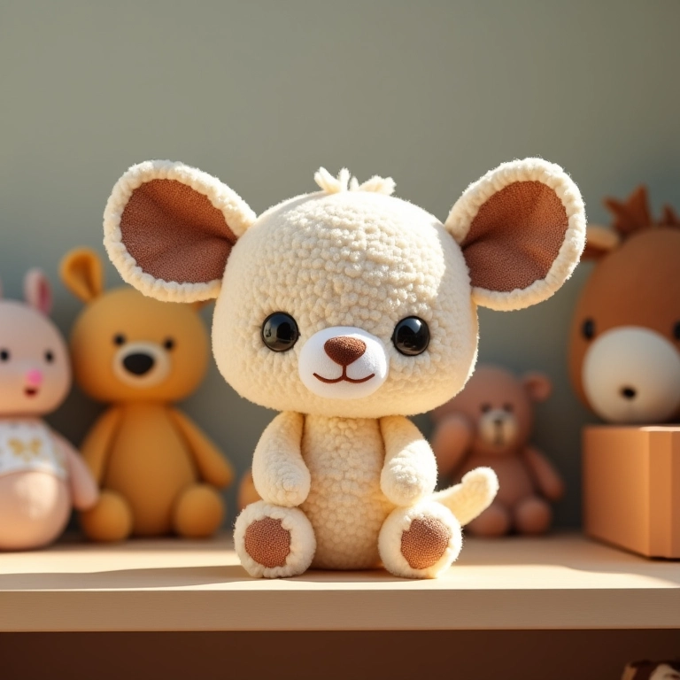 Coelho amigurumi decorando um quarto infantil.