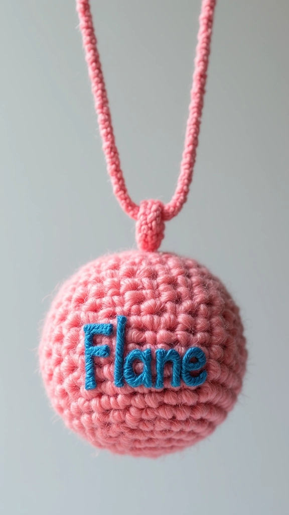 Colar de crochê personalizado com nome.