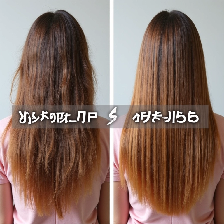 Comparação de cabelos com e sem shampoo sem sulfato.