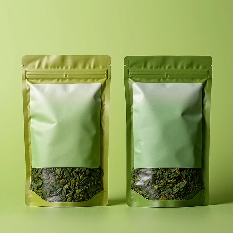 Comparação entre chá verde em sachê e chá verde a granel.