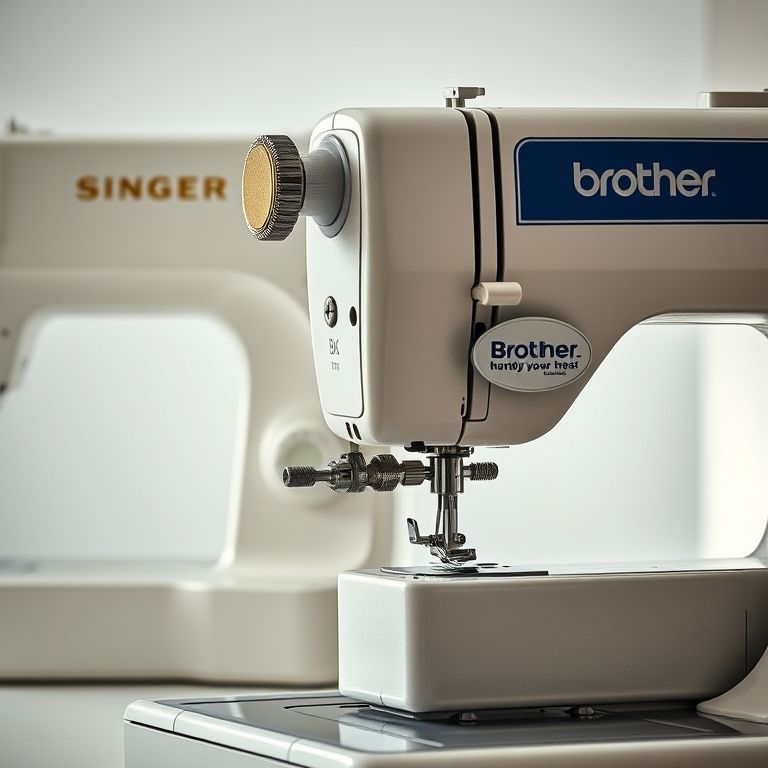 Comparativo visual de máquinas de costura Singer e Brother.
