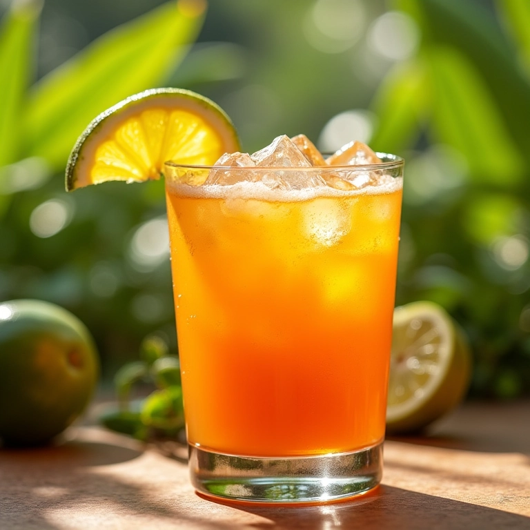 Copo de suco de cajá gelado.