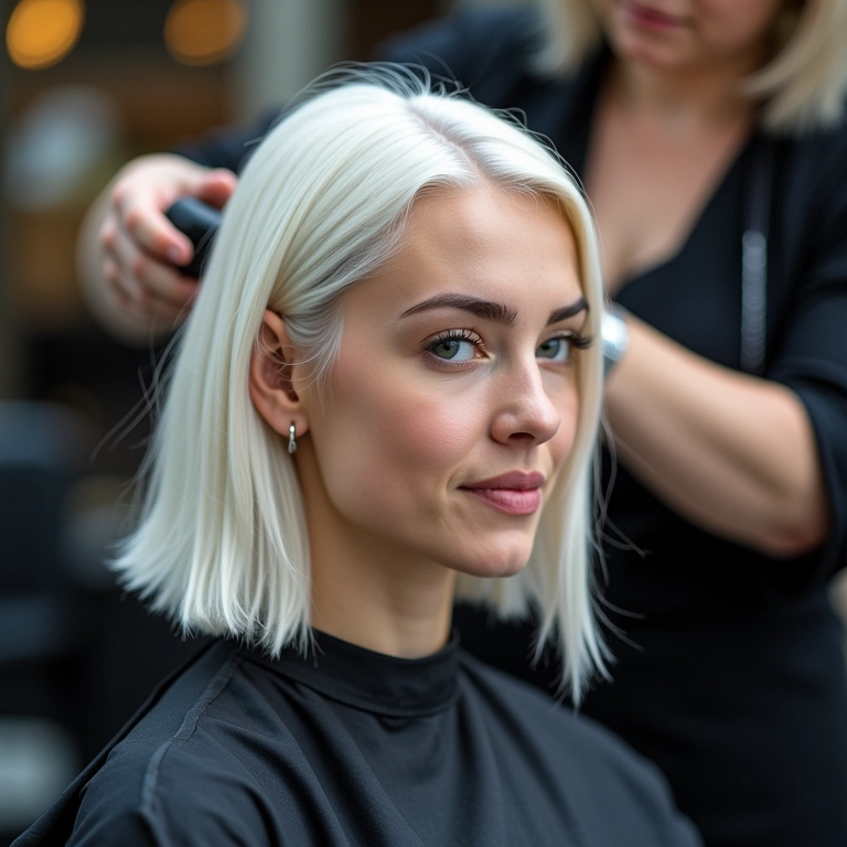 Corte regular para cabelos brancos.