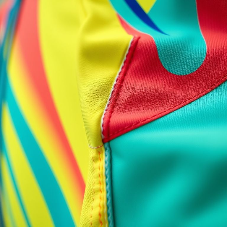 Costura interlock em roupa de ginástica colorida.