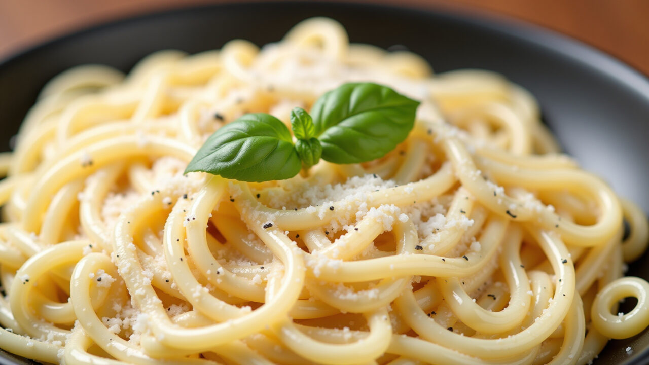 Creamy white sauce, pasta, parmesan cheese, professional photography, 8K quality, natural lighting, Molho branco cremoso com creme de leite de caixinha.