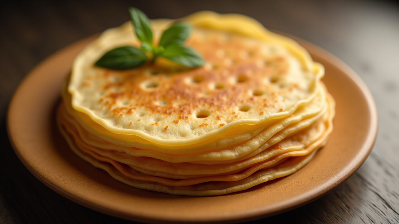 Crepe, professional photography, 8K, versatile, natural lighting, brazilian crepe, golden, Crepe de polvilho azedo, versatilidade e sabor em uma só receita.
