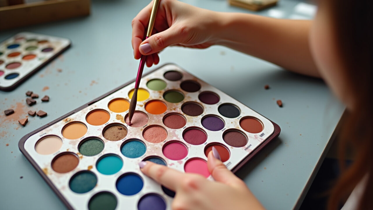 Decorando paleta de sombras magnética caseira.