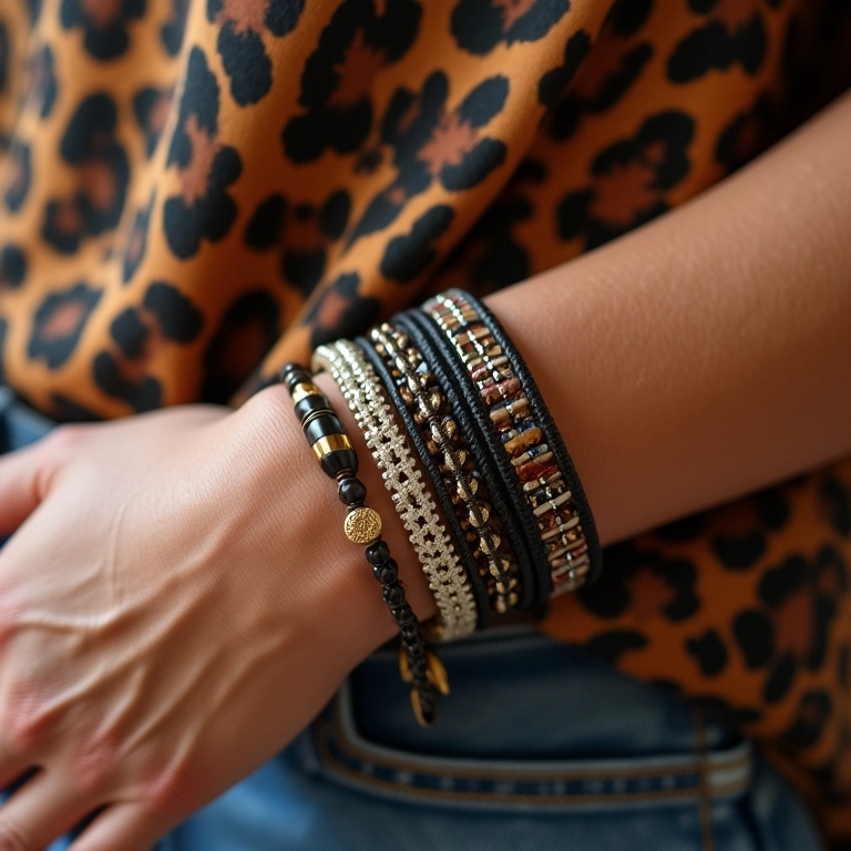 Detalhe de animal print em roupa.