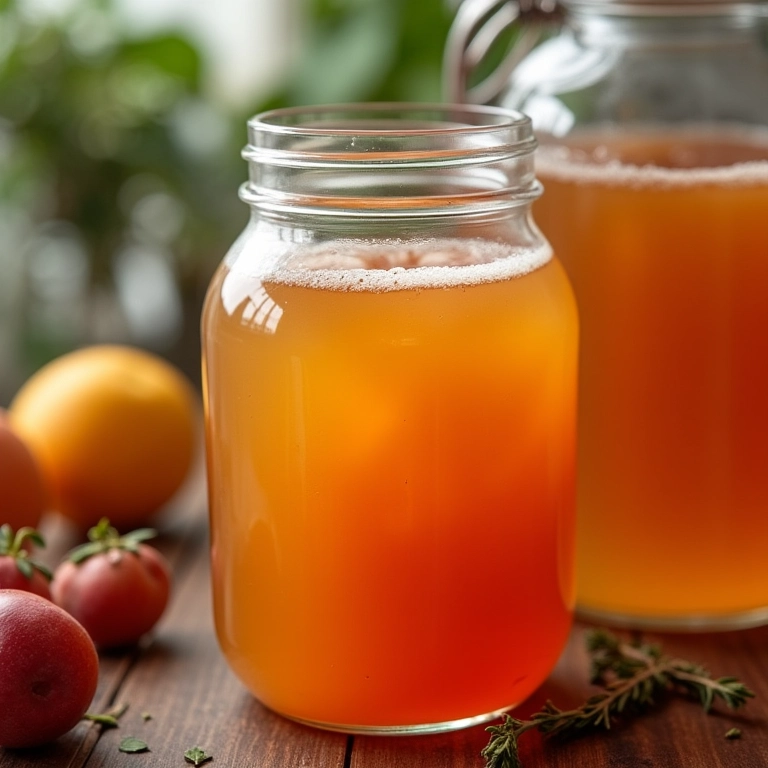 Detalhes do processo de fermentação da kombucha caseira.
