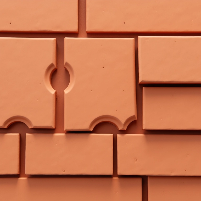 Diferentes tamanhos de lajotas de cerâmica.