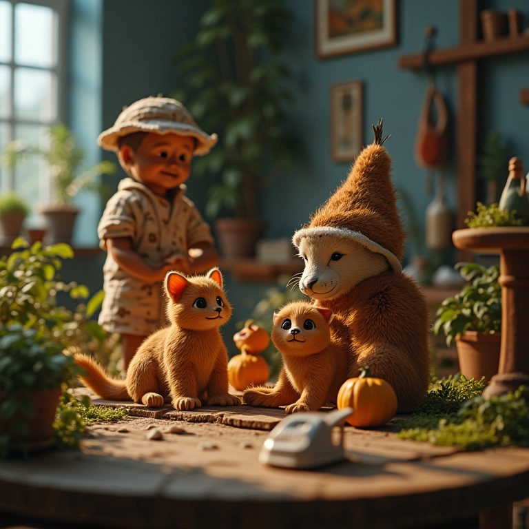 Diorama escolar com iluminação e detalhes únicos.