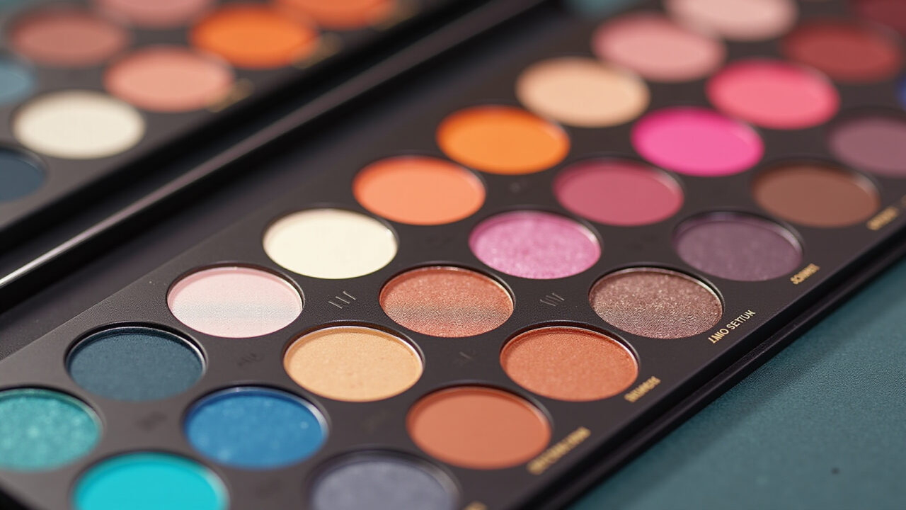 Paleta de sombras magnética DIY com cores vibrantes.