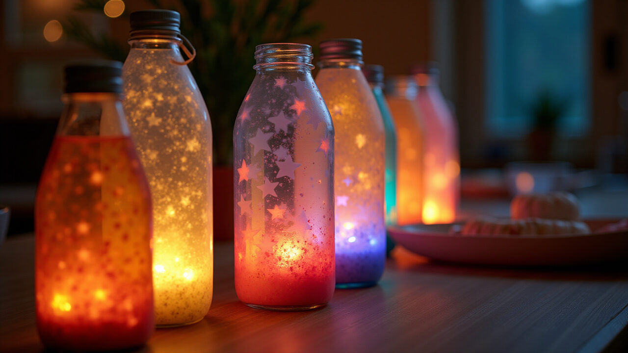 Luminárias artesanais feitas com garrafa PET.