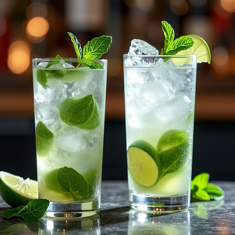 Drinks criativos com hortelã-pimenta: Mojito e Gin Tônica.