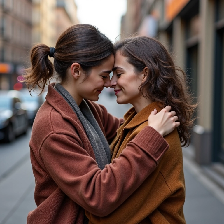 Duas amigas em um abraço, representando uma amizade profunda e duradoura.