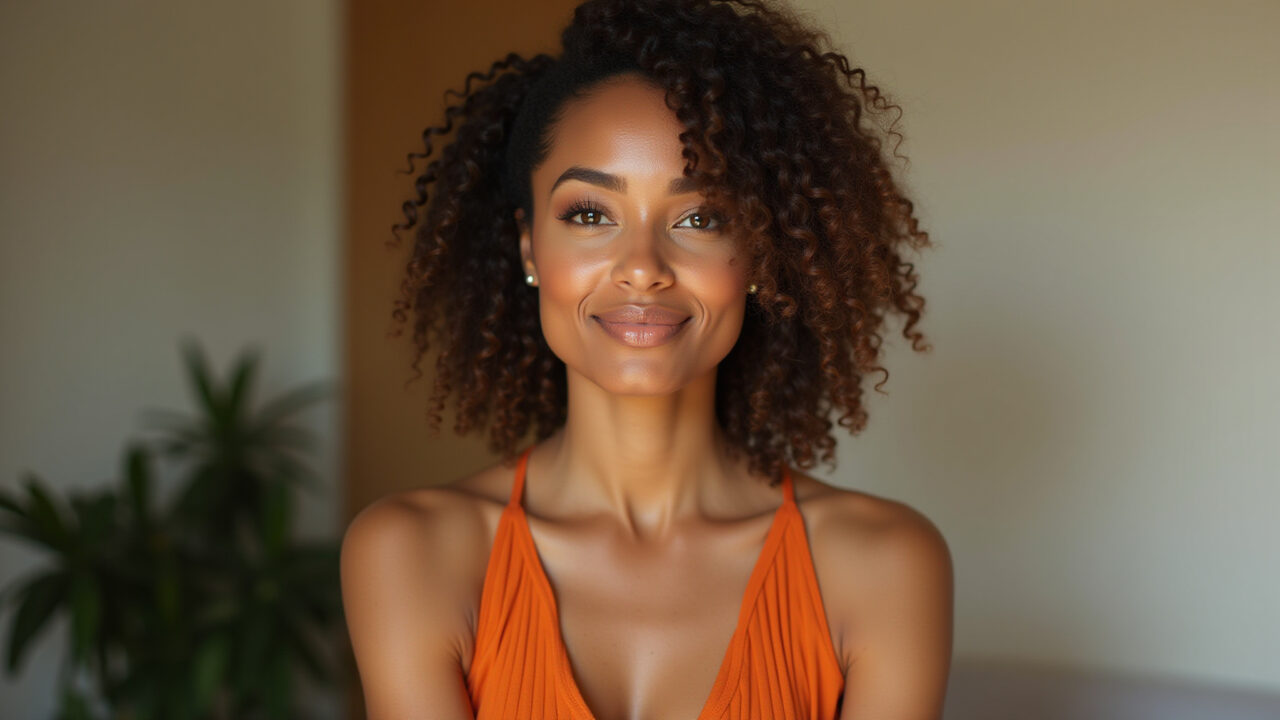 Maquiagem tons terrosos para vestido laranja: look elegante e natural.