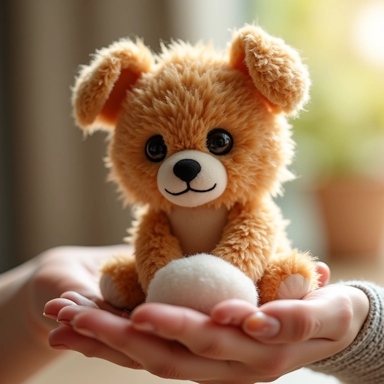 Enchendo um cachorro de amigurumi com fibra siliconada.