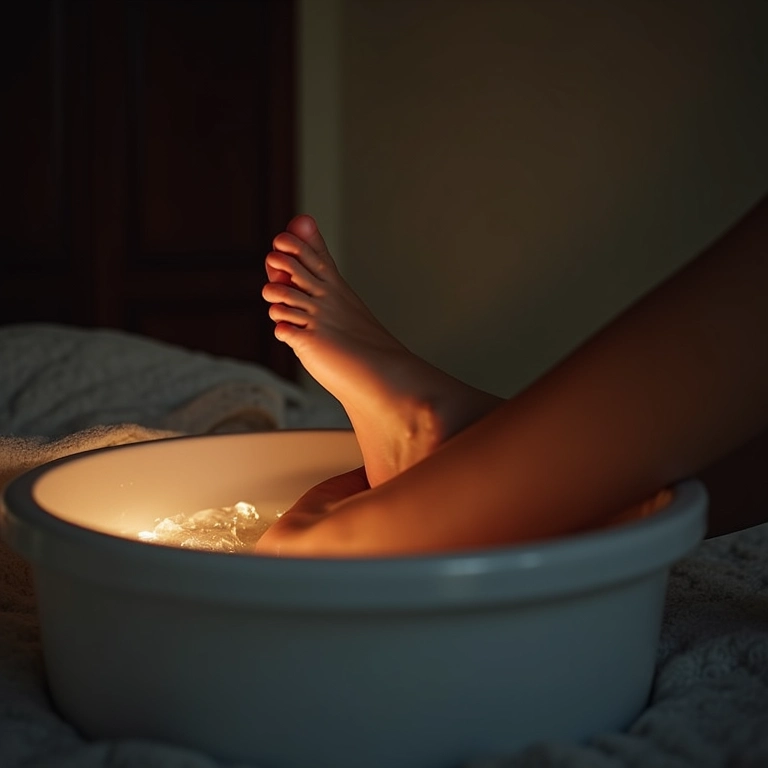 Escalda-pés antes de dormir, melhora da qualidade do sono.