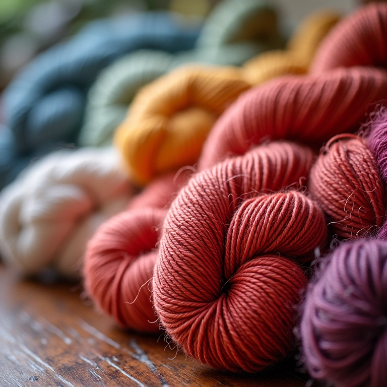 Exposição de fios coloridos com texturas suaves, ideais para xales de crochê.