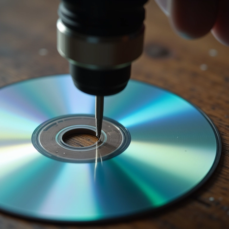 Fazendo um furo no CD sem quebrar.