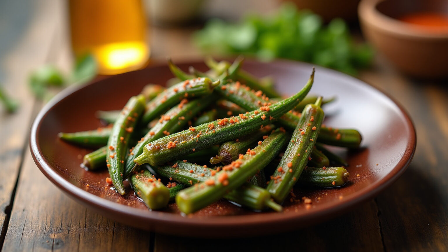 Quiabo assado crocante, uma alternativa saudável e saborosa.