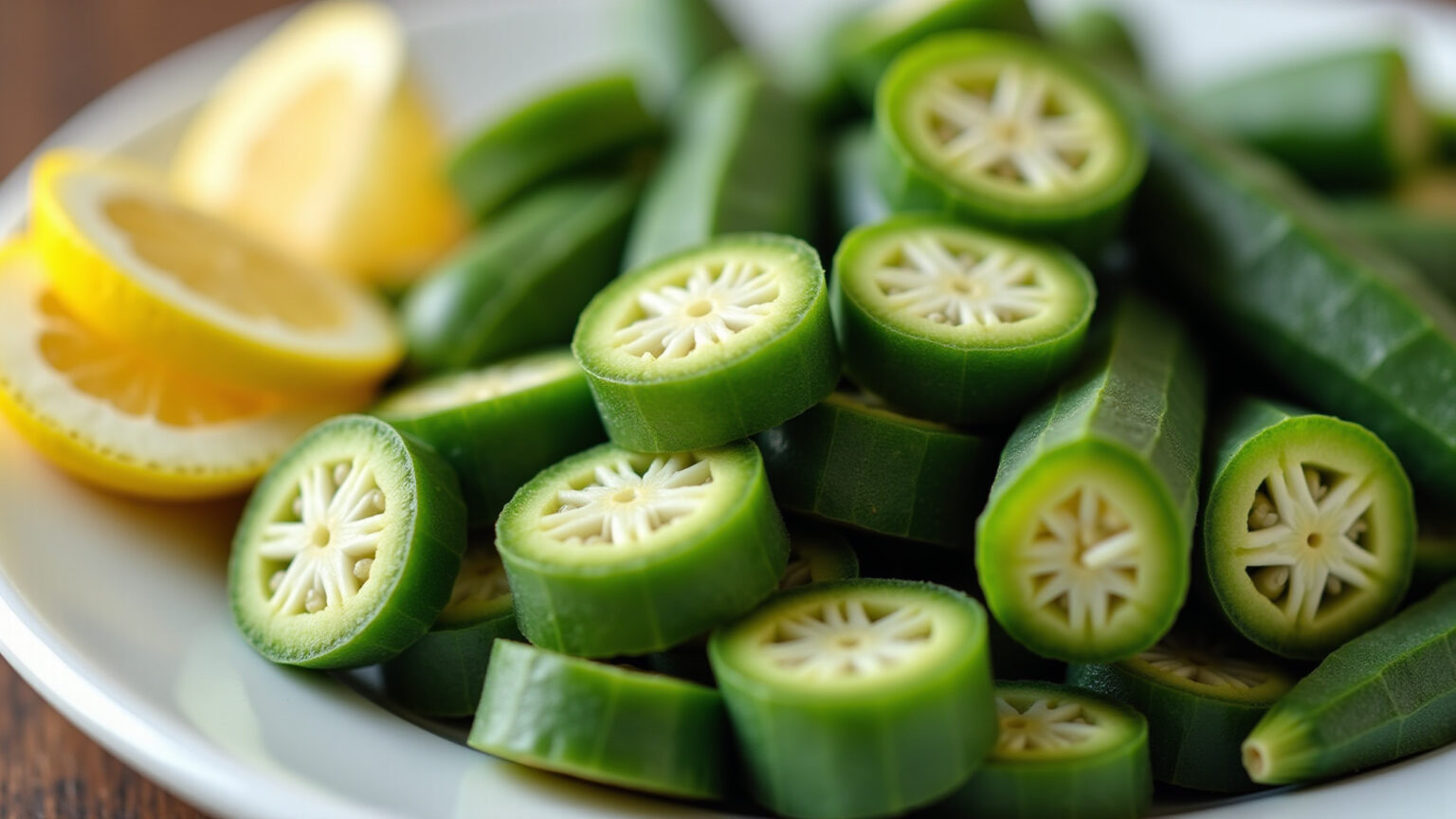 Quiabo fresco com limão, aliado para a saúde intestinal.