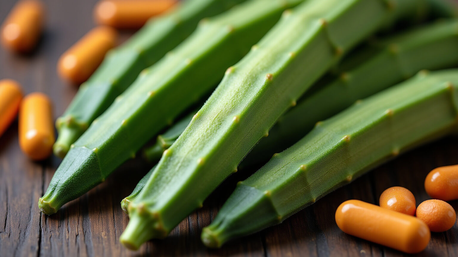 Quiabo: O Superalimento Rico em Vitaminas que Você Precisa Conhecer Quiabo fresco e vitaminas, combinação nutritiva.